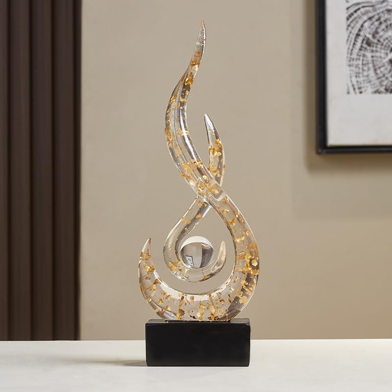 Modern Abstract Art Table Decoration,Resin Flame Statue Modern Gold Centerpiece Ornaments for Living Room Great Gift Idea Home Decor,Collectibles - Image 2