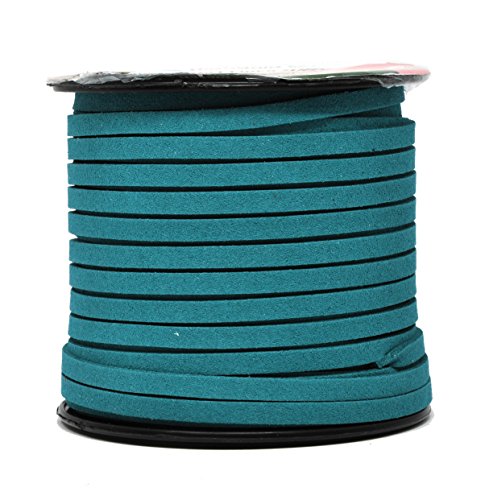 Mandala Crafts 50 Yards 5Mm Teal Faux Suede Cord - Flat Vegan Leather Cord For Jewelry Making Beading - Leather String Cord Leather Lace For Necklace Bracelet #TOP12