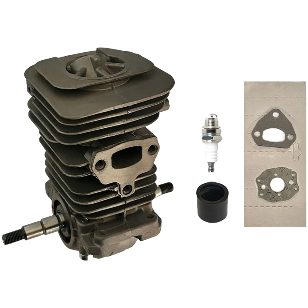 Kit de repuesto para motosierra Brand X 136 137 141 142, kit de pistón cilíndrico de 38 mm 40 mm con conexión de carburador, junta y tubo de aspiración, kit de reparación de motor gris