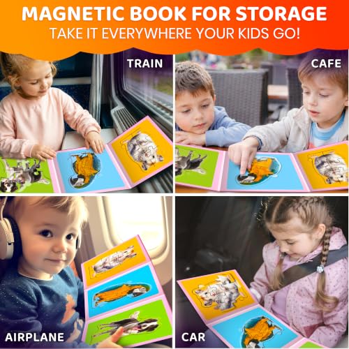 Image of QUOKKA Step Up Magnetic Puzzles for Toddlers 1-3, Animals Puzzle Set in One Book, Travel Games for Kids 3-5, Screen Free Toy for Toddlers and Preschoolers