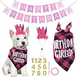HACRAHO Hunde-Geburtstags-Halstuch-Hut-Set, 1 Set für Welpen, Geburtstagsparty-Zubehör für Mädchen, Hunde, Geburtstagsdekorationen mit Geburtstagszahlen, Haustier-Party, Hüte, Schal, Banner-Set für