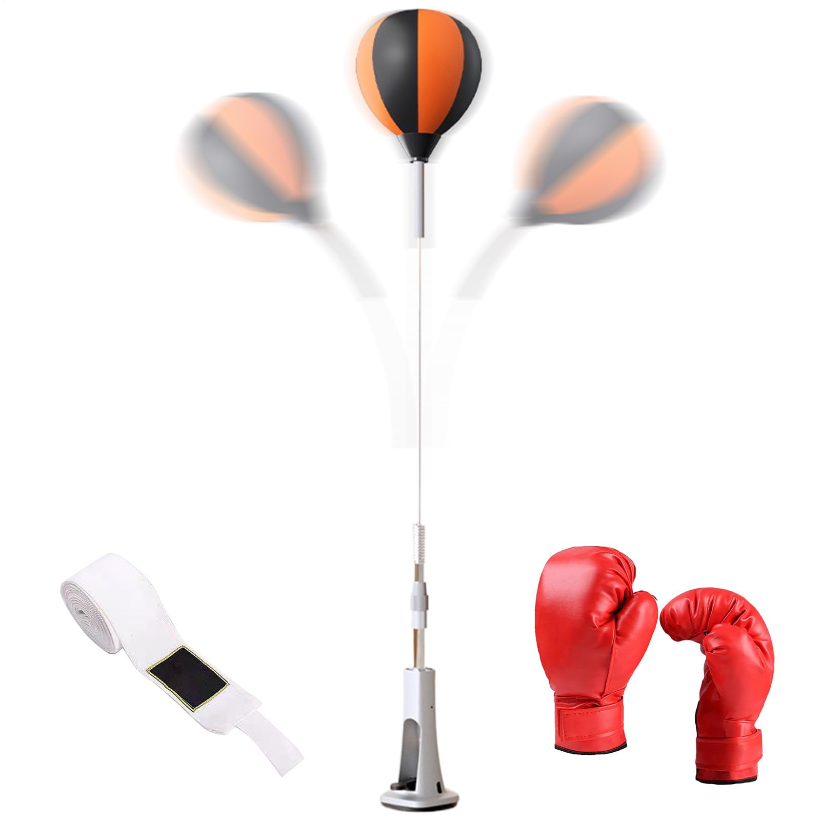 Reflex Boxsack – Desktop-Boden-Punching-Trainer, federbelastet, verstellbarer Speedbag für Kinder und Erwachsene, verbessert Reaktionszeit, Koordination und Cardio-Training zu Hause oder im
