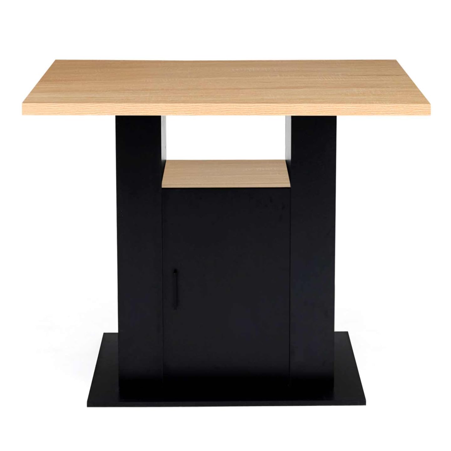 IDMarket - Ilot Central UGO 110 cm Bois Noir et Imitation hêtre avec rangements