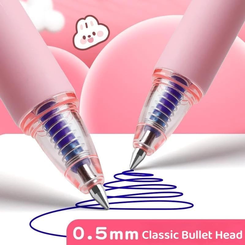 Image of 12Pcs Retractable Erasable Gel Pens, 0.5 mm Fine Point Smooth Writing Eraser Pen, Quick Drying Blue Ink for Office School Note Taking Birthday Return Gifts for Kids (Pink)