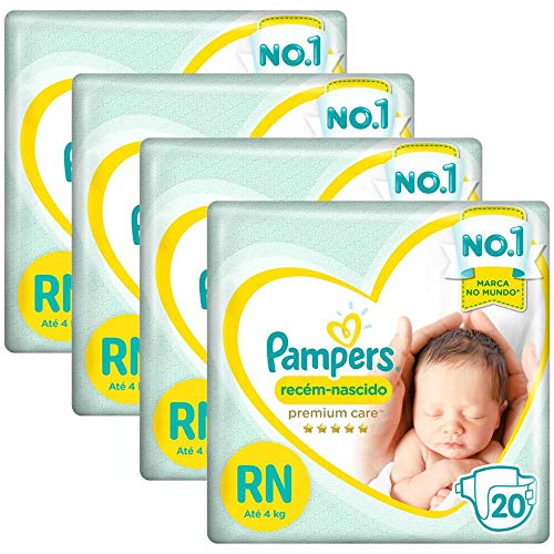 Kit Fralda Pampers Premium Care Recém Nascido com 80 unidades - Até 4kg