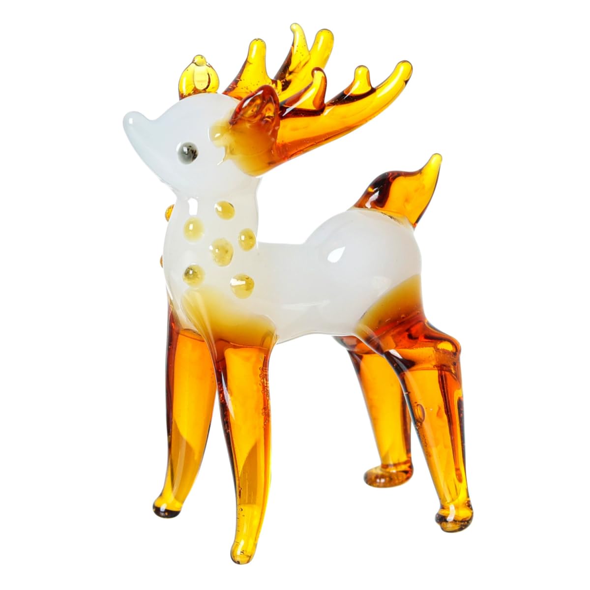 ZDHC Cute Standing Sika Deer Figurine Art Hand Blown Glass Brown Fawn Sculpture Collectible Wildlife Animal Crystal Ornaments for Centerpiece Home Office Display Decor Craft