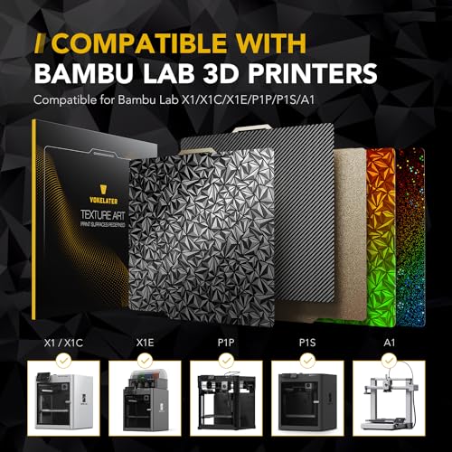 Image of 3D Printer Build Plate for Bambu Lab X2D /P2S /X1C /X1E /P1P /P1S /A1, 257x257mm | PET+PEO dual texture, 257x257mm, flexible spring steel, carbon fiber & diamond finish, PLA TPU PETG, up to 120C