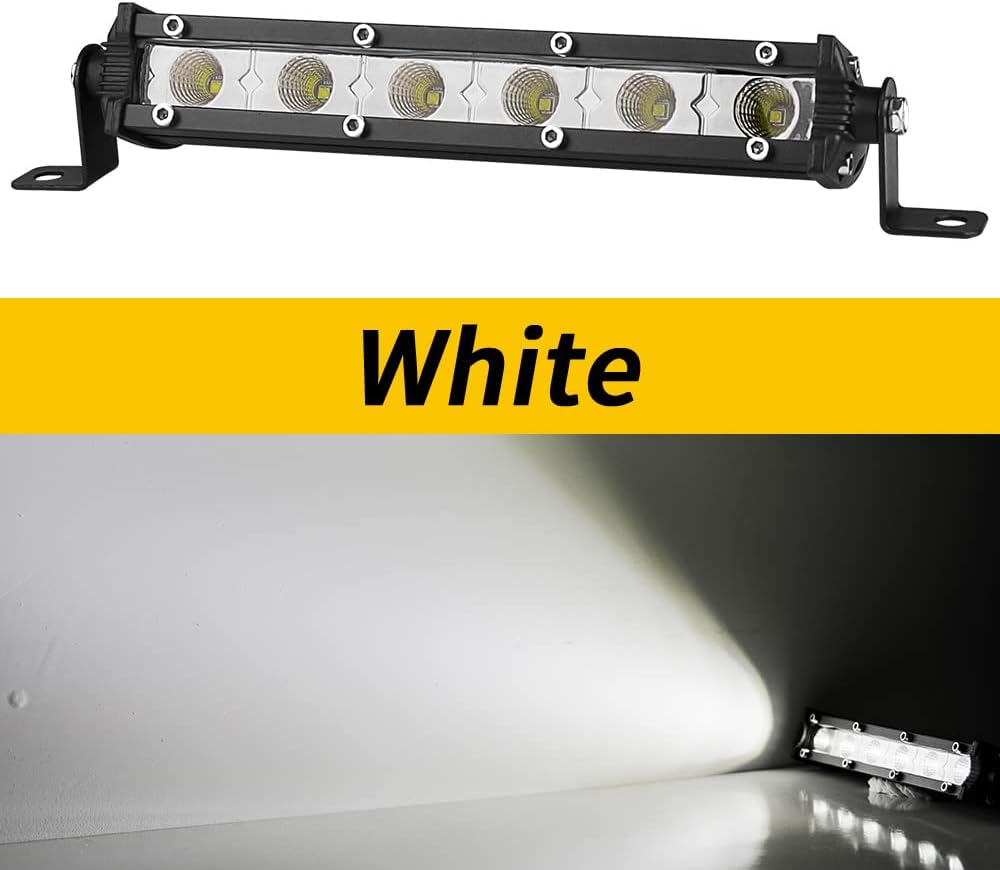7 Inch Slim LED Light Bar,8PCS 18W 14000LM Single Row Led Light Bar Pods,12V-60V Driving Fog Light 60 Degrees Flood Light Mini LED Work Lights for Trucks Off Road ATV UTV SUV Boat : Automotive