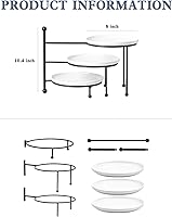 Vista 2 de Kanwone Soporte para servir de 3 niveles con platos de porcelana blanca, soporte de bandeja escalonada, juego de exhibición de mesa de postre