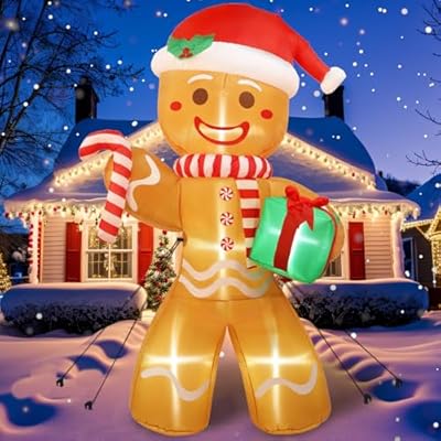 OurWarm 8FT Christmas Inflatable Outdoor Decoration, Christmas Inflatables Gingerbread Nutcracker Christmas Blow Ups with LED Lights, Inflatable Christmas Decorations Outdoor for Xmas Lawn Yard Decor