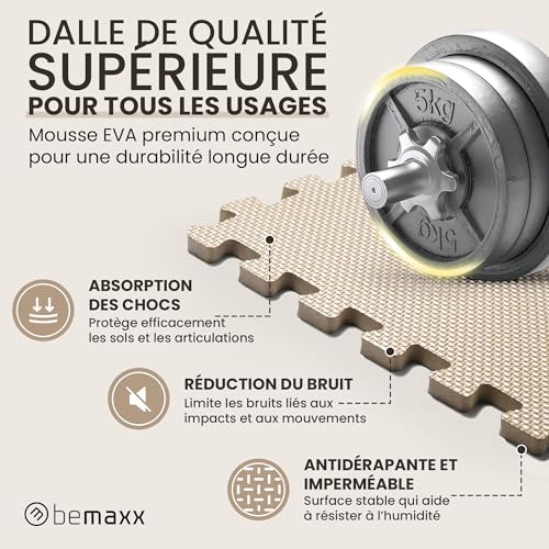 bemaxx Tapis de Fitness Protection de Sol Salle de Sport - Dalles en Mousse – vue 5