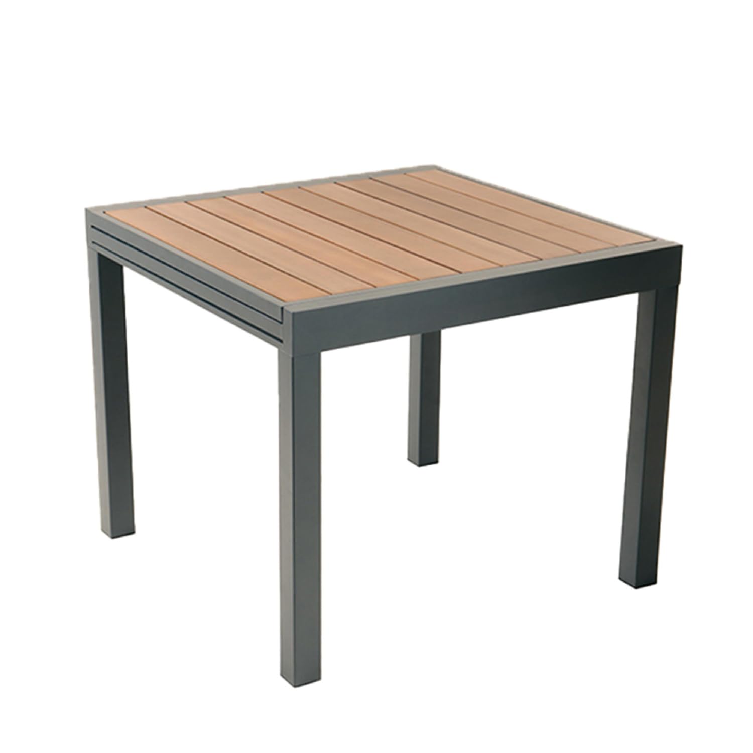 Concepto de fábrica mesa de jardín extensible Nido aluminio y madera 8 plazas | PASO DE 90 A 180 CM RÁPIDO: Bandeja eucalipto certificada FSC, estructura ligera anticorrosión