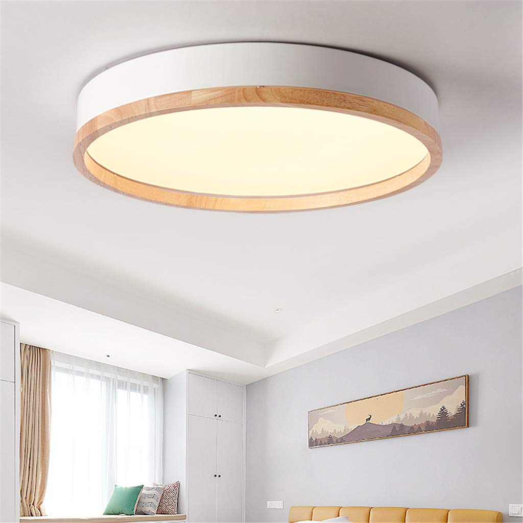 YYUTLUO LED-plafondlamp hout, top 360° gloed vierkante natuurlijke houten lamp | Dimbaar Met Afstandsbediening 2700K-6500K, 36W | Woonkamer, eetkamer, hal, thuis, kantoor, kinderkamer (50cm