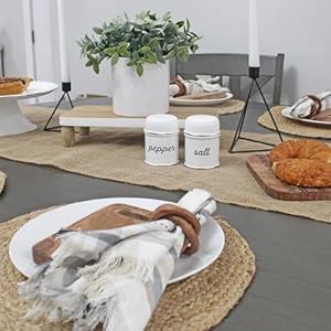 Auldhome design salt and pepper shaker set white rustic enamelware retro vintage style shaker set  urban country home decor