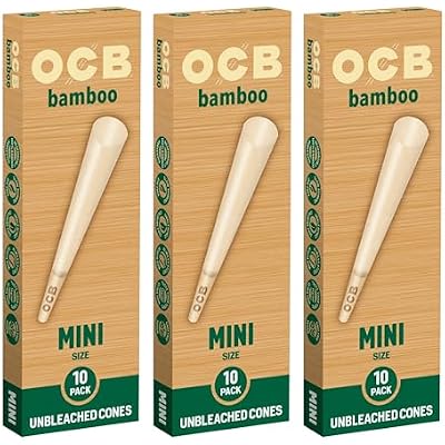 OCB - Unbleached 2.75 (70mm) Bamboo Mini Cones - 3 Packs with 10 Cones per Pack