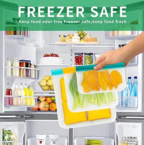 Miniatura 5 de Paquete de 18 bolsas reutilizables para congelador sin BPA bolsas reutilizables de almacenamiento de alimentos 6 bolsas de congelador sin BPA 6