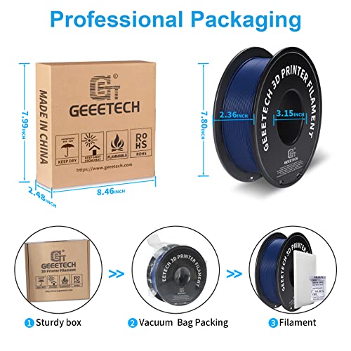 Geeetech Matte PLA Filament, 3D Printer Consumables, 1kg Spool (2.2lbs), Dimensional Accuracy +/- 0.03 mm, Fit for Most FDM Printer, Matte Navy Blue - Thumbnail 5