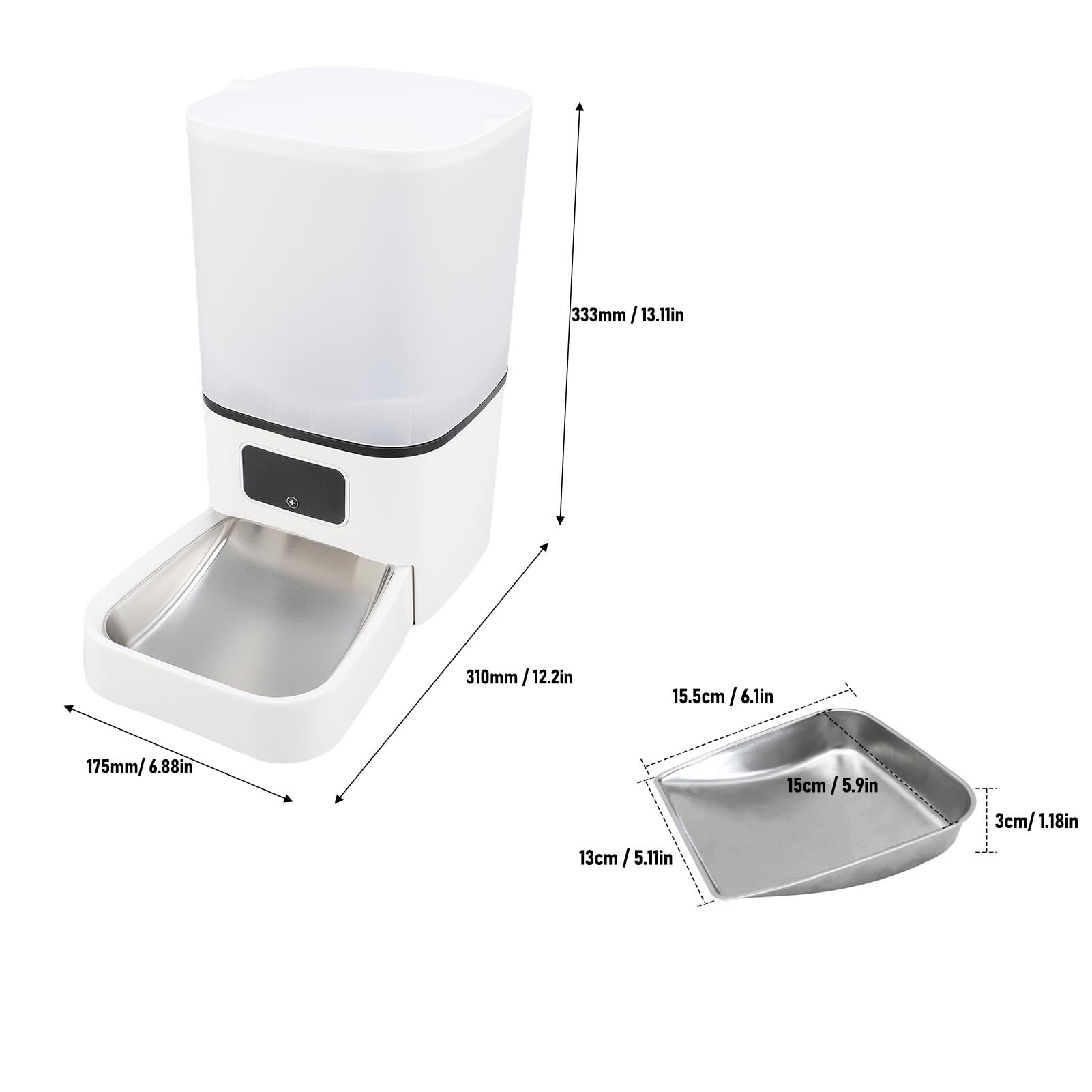 Comedero Automático para Gatos, Comedero para Mascotas WiFi de 6L con Control Remoto de Aplicación, Dispensador de Alimentos Secos Temporizado para Gatos y Perros Pequeños