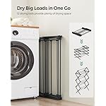 SONGMICS Foldable Clothes Drying Rack, Laundry Drying Rack, Clothes Airer, Steel Frame, 14.6 x 29.5 x 53.2 Inches, Easy Assembly, Indoor Outdoor Use, Black ULLR770B01 - Image 4
