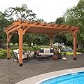 Backyard Discovery Beaumont 16 ft. x 12 ft. All Cedar Wooden Pergola Kit for Backyard, Deck, Garden, Patio, Outdoor Entertaining | Wind Rated at 100 MPH Light Brown