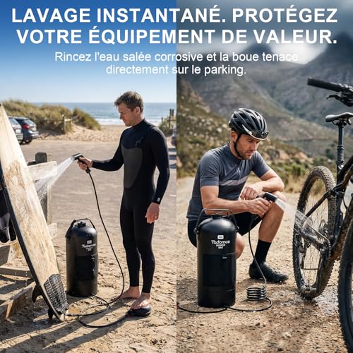 Sac de douche extérieur pliable 20l avec pommeau de douche camping - 6