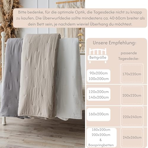 CalmyHOME Colcha para cama, 220 x 240 cm, manta para sofá, manta para sofá, manta de día XXL, colcha acolchada (gris) - imagen 2