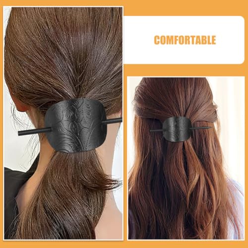 Horquillas de cuero ovaladas para mujer pack de 4 pasadores retro 7