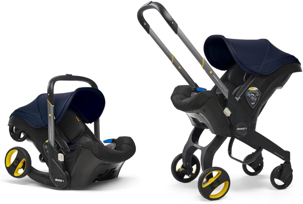 Doona+ Baby Car Seat & Travel Stroller Royal Blue - Convertible 0+ Car Seat and Pram with 5 Point Safety Harness - Ergonomic Pushchair and Travel System - ISOFIX Base Sold Separately