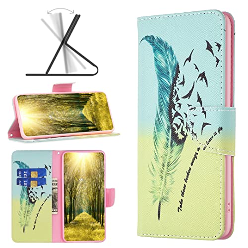 Nothing Phone 1 Case Shockproof Slim PU Leather Flip Pouch Wallet Phone Silicone Phone Cover with Magnetic Stand Card Holder Slot Protective Smartphone Cases for Nothing Phone One Feather Birds - Image 4