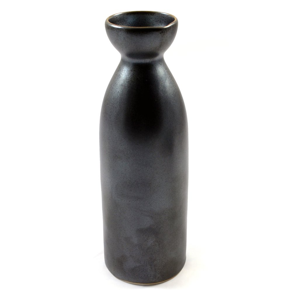 Sake japonais pot en argent mat et céramique émaillée de prestige