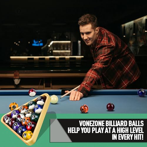 vonezone Billiard Balls 2-1/4"-Inch Regulation Size Billiards Pool Ball Set 16 Balls Set,Pool Table Accessories