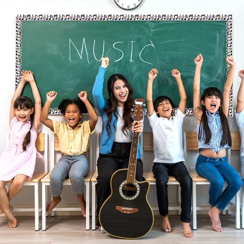 Image of BeYumi Music Notes Border Trim - 65ft Back to School Musical Notes Holographic Straight Rolled Border Trim Iridescent Music Themed Bulletin Board Set Classroom Office Chalkboard Door Party Decoration