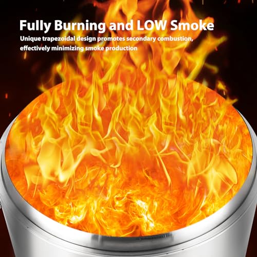 27" Smokeless Fire Pit with Air Switch, 304 Stainless Steel Wood Burning Fireplaces, Portable Outdoor Bonfire Pit for Camping, Bonfires