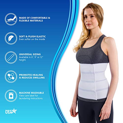 Nyortho Abdominal Binder Lower Waist Support Belt - Compression Wrap For Men And Women (60" - 75") 4 Panel - 12" #TOP1
