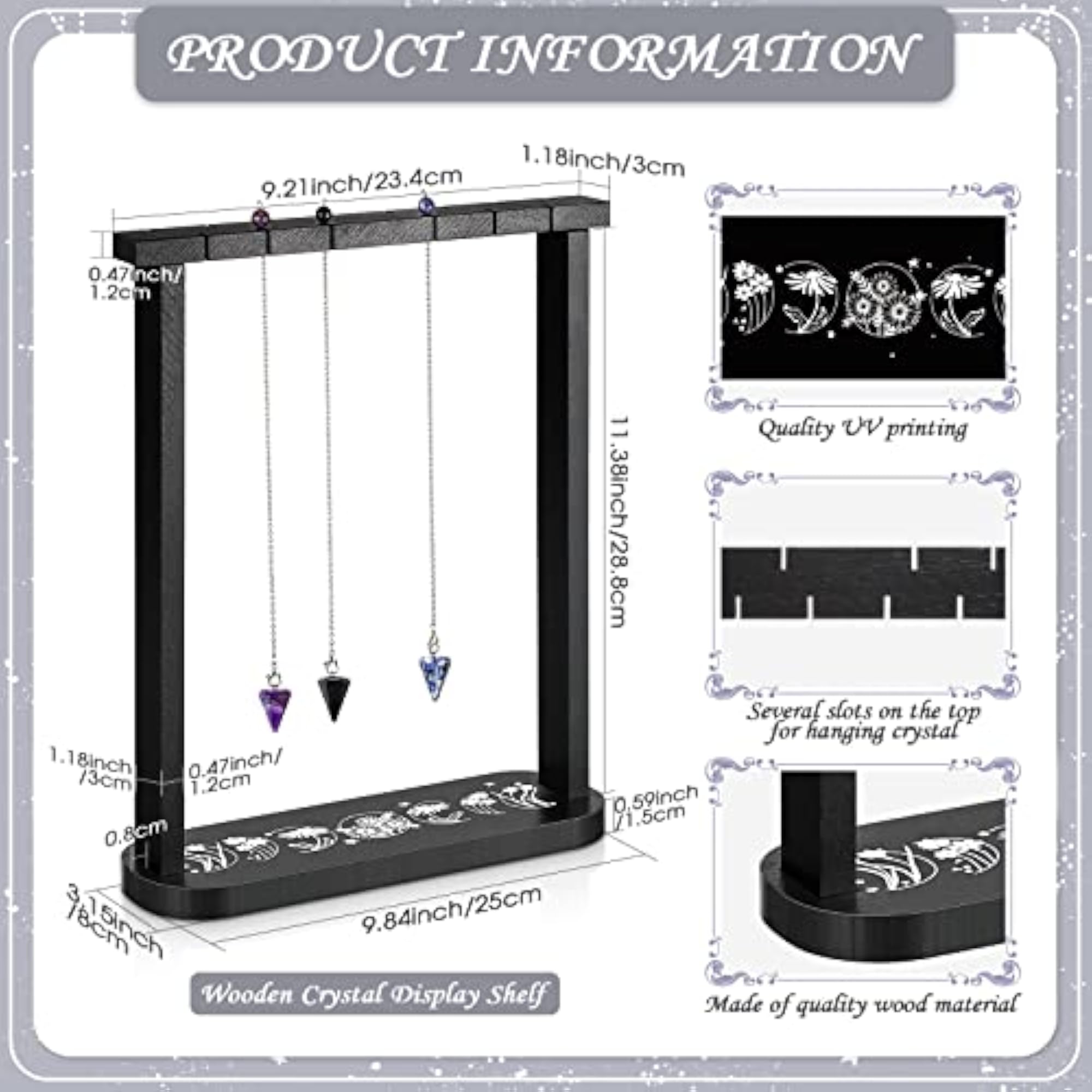 Wooden Pendulum Display Stand with Crystal Holder