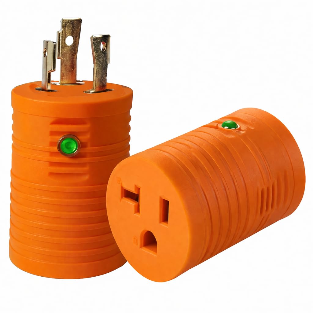 NAT 30 Amp to 15/20 Amp Shore Power Plug Adapter,NEMA L5-30P Twist Lock Male to 5-15R & 5-20R Female,10AWGX3C Copper Wire with LED Indicator,Generator to Household Outlet Converter for RV,Boat,Trailer