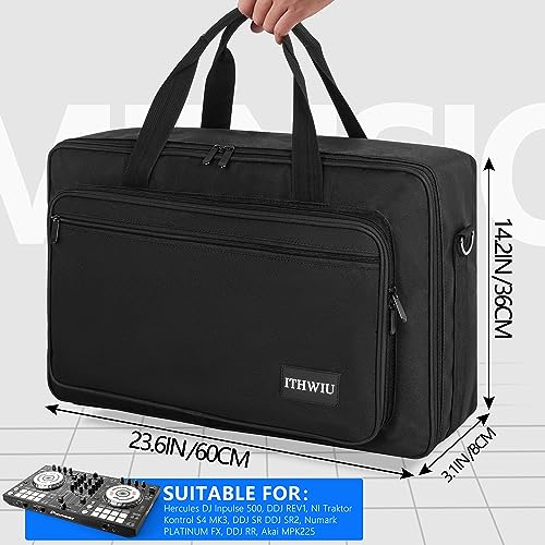 Image of Padded DJ Controller Case for Hercules DJ Inpulse 500, DDJ REV1, NI Traktor Kontrol S4 MK3, DDJ SR DDJ SR2, Numark PLATINUM FX, DDJ RR, Akai MPK225, 23.5 x 14 x 3 Inch, Black