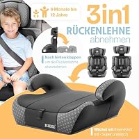 KIDIZ® Autokindersitz i-Size R129 100-150 cm bis 12 Jahre – Kinderautositz Gruppe 1/2/3 ohne Isofix, mitwachsender Kindersitz, 5-Punkt-Gurt, höhenverstellbare Kopfstütze, Sitzerhöhung Auto, Grau – Ansicht 3