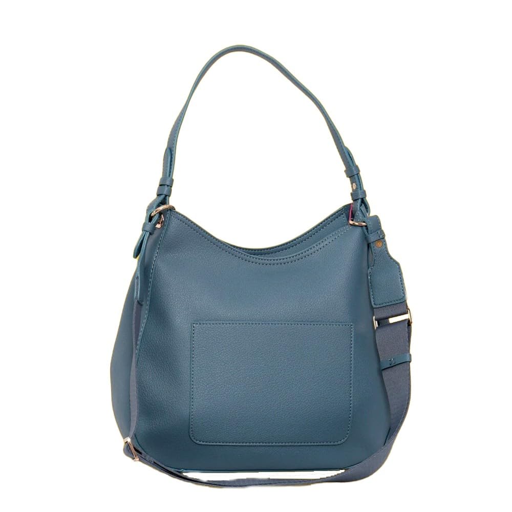 Agatha Ruiz de la Prada Bolso Hobo de color azul con flor calada en el centro