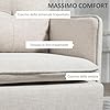 HOMCOM Divano 2 Posti in Tessuto Effetto Lino con Braccioli e Cuscini Imbottiti, Divanetto 2 Posti Moderno con Gambe in Acciaio, per Ufficio, Soggiorno, Salotto e Camera da Letto, 139x68x80 cm, Crema #3