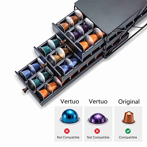 Zcdcp Coffee Pod Holder Drawer Storage, Compatible With Nespresso Originaline Pod, Office Kitchen Counter Organizer (90 Pods-3Tiers) #TOP2