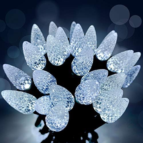 PARKIM Christmas C3 Bulbs Light String 50 LED White Strawberry Xmas