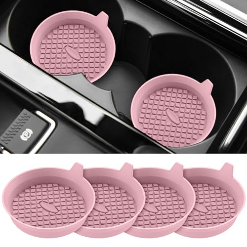 ME.FAN Car Cup Holder Coasters [4 Pack] Silicone Cups Mats, Automotive Universal Non-Slip Recessed Interior Accessories Dusty Rose