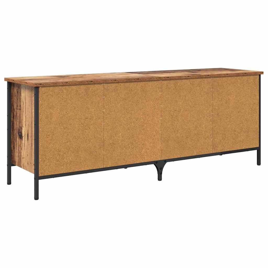 Schuhschrank Altholz Verbundholz und Eisen 131 x 35 x 50 cm Schuhregal Schuhablage Schuhkipper Schuhständer Aufbewahrung Ordnung Flur Diele Garderobe platzsparend schmal geschlossen