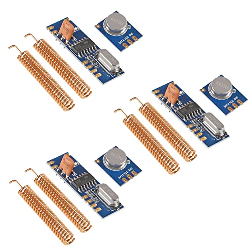 Alinan 3Sets 433MHz Ask STX882 SRX882 Wireless Remote Control Transmitter and Receiver Module Kit with Copper Spring Antenna