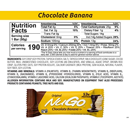 Nugo Protein Bar, Chocolate Banana, 13G Protein, 190 Calories, Gluten Free, 15 Count #TOP1
