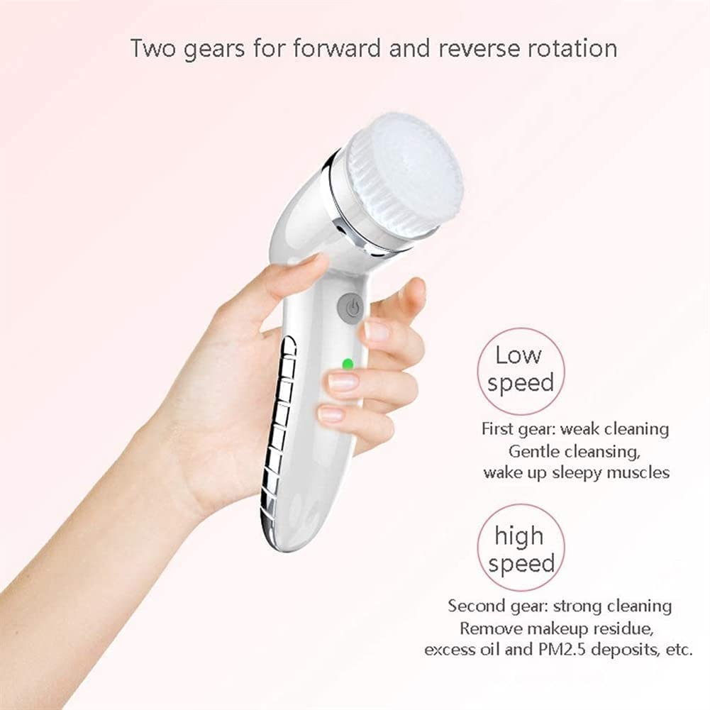 Cornehild Cepillo de limpieza facial, juego de cepillos for la cara giratoria impermeable, cabezales de 4 cepillos, exfoliante suave, limpieza profunda, masaje y eliminación de cabezales negros for mu
