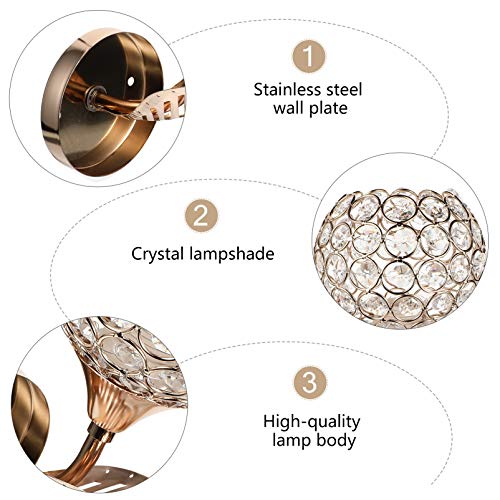 Lurrose 1 Conjunto de Arandela de Cristal Lâmpada de Parede de Vidro para Banheiro Luminária de Cris