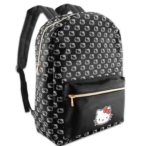 Hello Kitty Faux Leather Backpack for Kids - Bundle with 16” Hello Kitty School Backpack Plus Stickers, Water Bottle, More | Hello Kitty Backpack for Girls2
