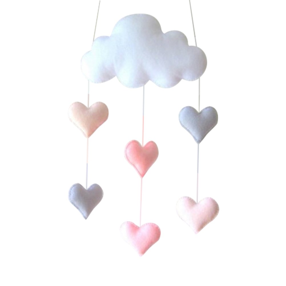 TINKSKY Ceiling Mobile Hanging Cloud Decorations Heart Garland for Kids Room Baby Shower